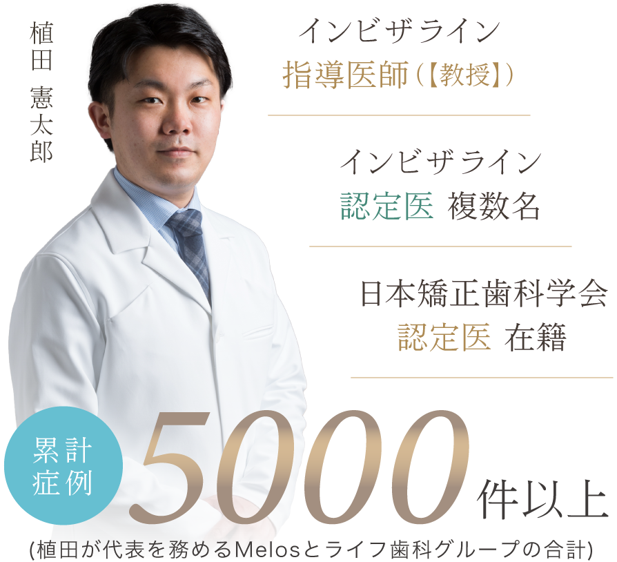 「インビザライン指導医師(【教授】)」「インビザライン認定医 複数名」「日本矯正歯科学会認定医 在籍」
